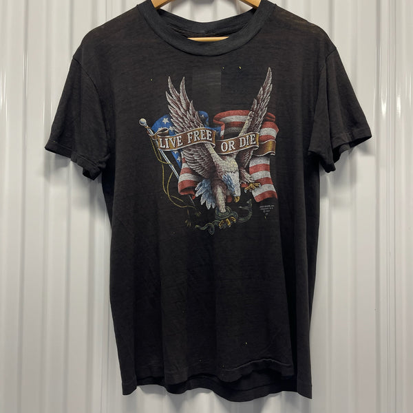 1987 3D Emblem Live Free or Die Tee