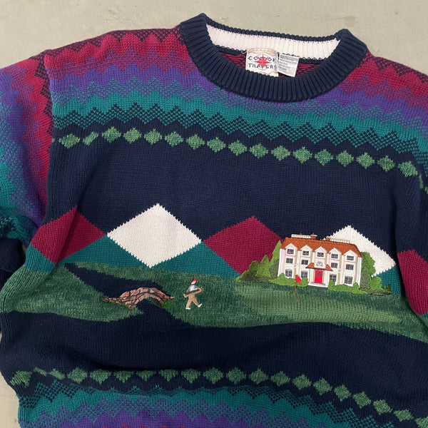 Vintage Golf Embroidered Knit Sweater (L)