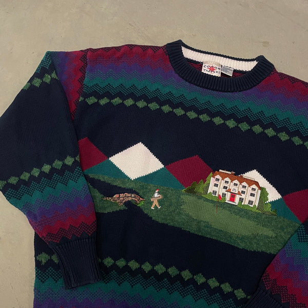 Vintage Golf Embroidered Knit Sweater (L)